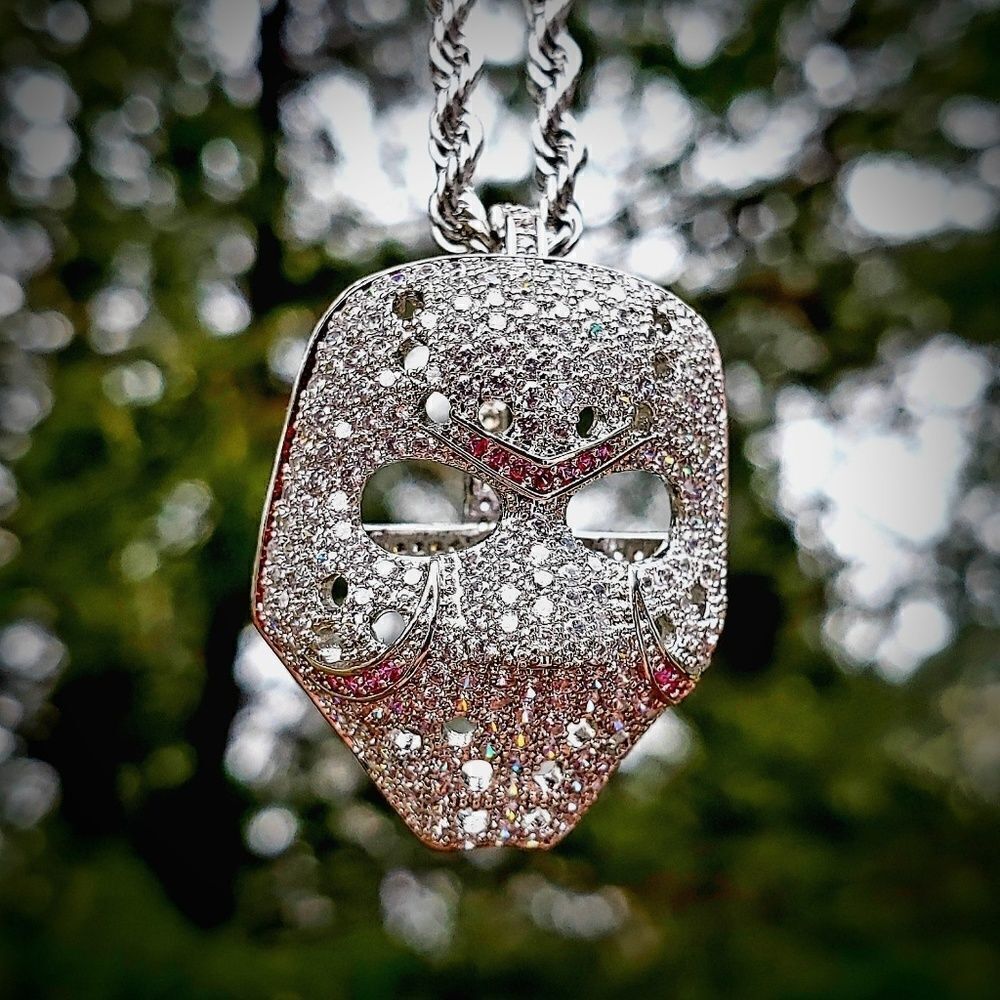 Iced out jason hockey mask Necklace